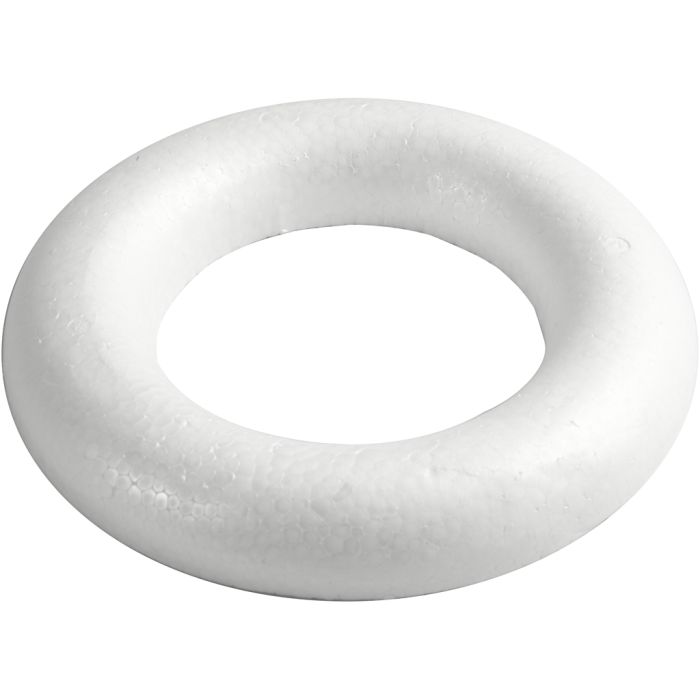 Styroxrengas, halk. 25 cm, paksuus 30 mm, valkoinen, 1 kpl