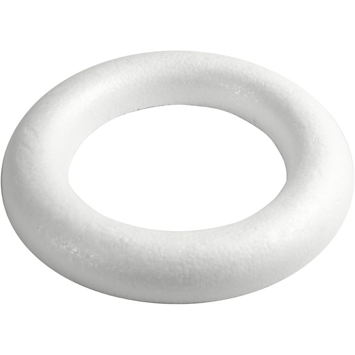 Styroxrengas, koko 35 cm, paksuus 46 mm, valkoinen, 1 kpl
