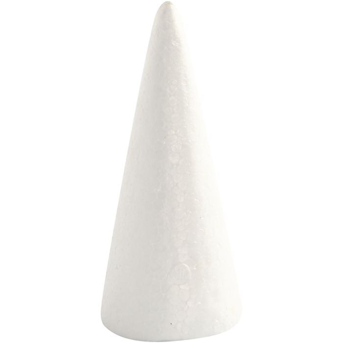 Styrox-kartio, Kork. 14,5 cm, halk. 6 cm, valkoinen, 5 kpl/ 1 pkt