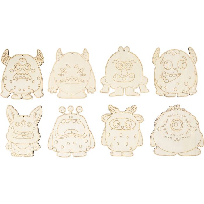 Puuhahmot, Monsterit, Kork. 12,4 cm, paksuus 3 mm, 24 kpl/ 1 pkt