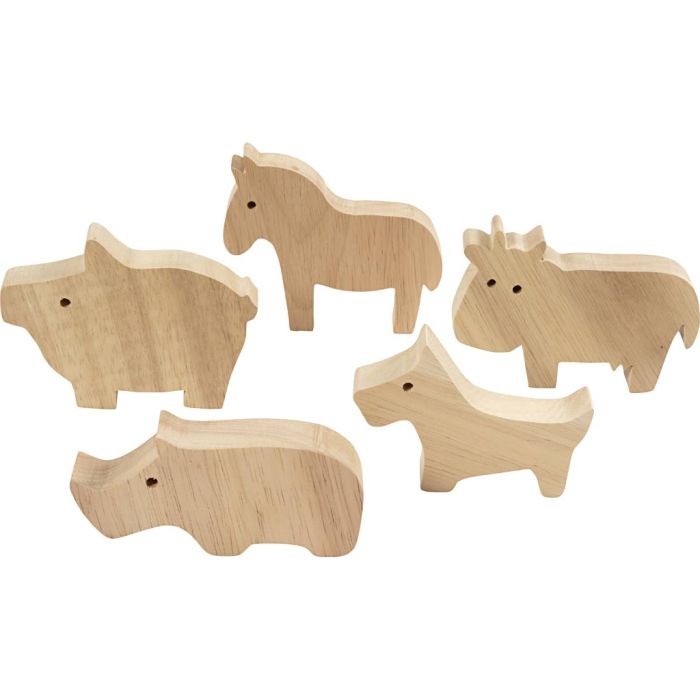 Puiset eläimet, Maatila, Kork. 4,5-8,7 cm, paksuus 2 cm, 10 kpl/ 1 pkt