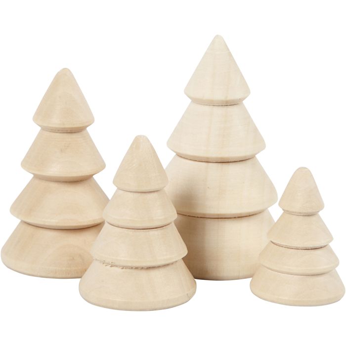 Joulukuuset, Kork. 3,3+4,3+5,3+6,3 cm, halk. 2,3+3+3,2+4 cm, 4 kpl/ 1 pkt