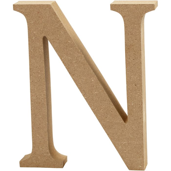 MDF-kirjain, N, Kork. 13 cm, paksuus 2 cm, 1 kpl