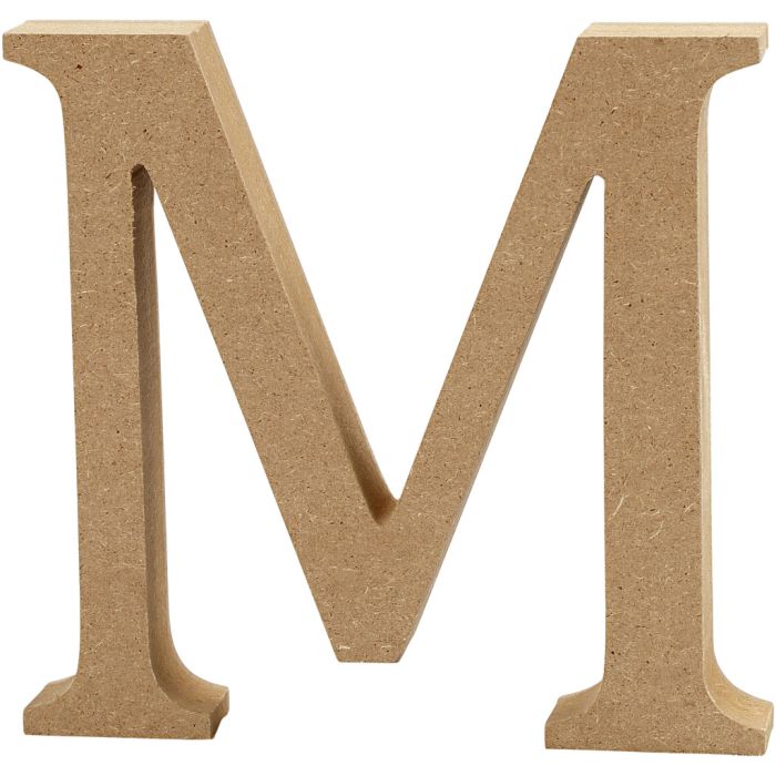 MDF-kirjain, M, Kork. 8 cm, paksuus 1,5 cm, 1 kpl