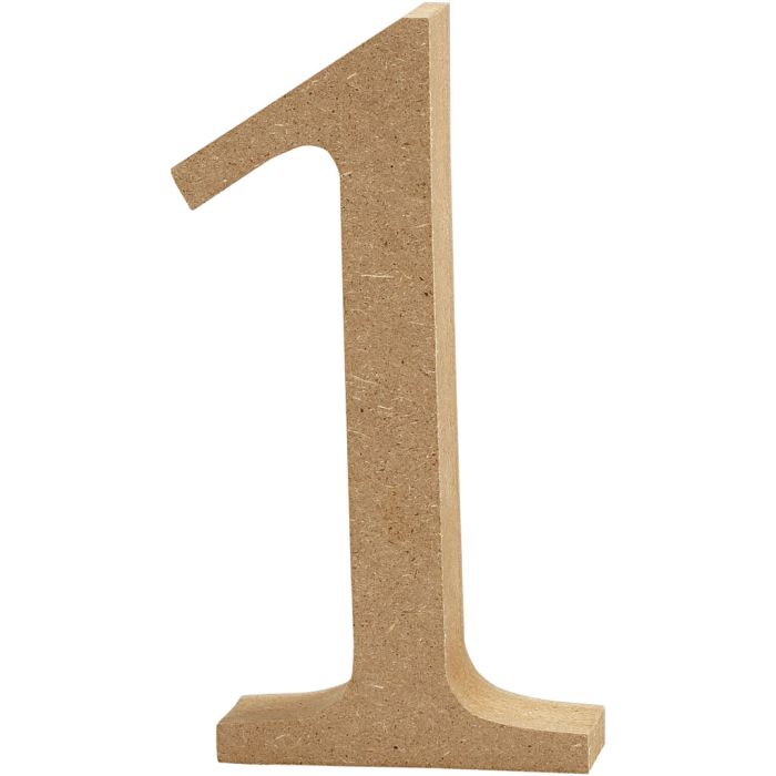 MDF-numero, 1, Kork. 8 cm, paksuus 1,5 cm, 1 kpl