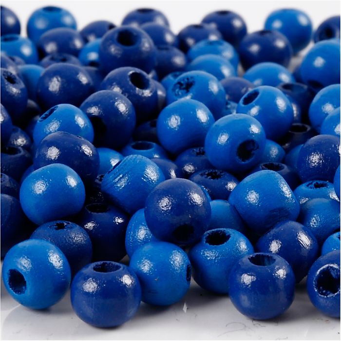 Puuhelmet, halk. 8 mm, aukon koko 2 mm, ca. 80 kpl, sininen, 15 g/ 1 pkt