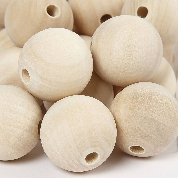 Puuhelmet, halk. 30, aukon koko 5 mm, 50 kpl/ 1 pkt