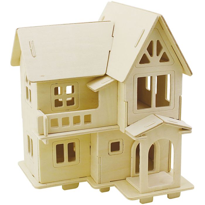 3D-Palapeli, talo parvekkeineen, koko 15,8x17,5x19,5, 1 kpl