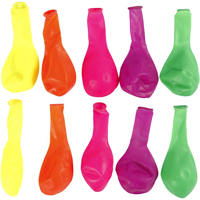 Ilmapallot, halk. 23 cm, pyöreät, neonvärit, 10 kpl/ 1 pkt