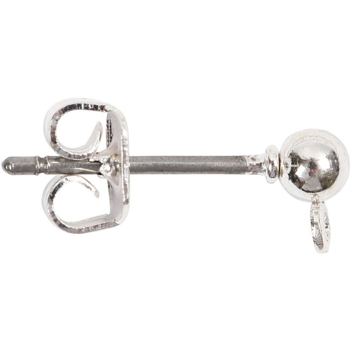 Nappikorvakorut, Pit. 13 mm, hopeanväriset, 100 kpl/ 1 pkt