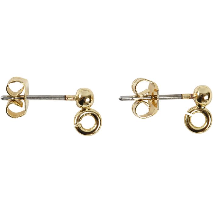 Nappikorvakorut, Pit. 13 mm, halk. 3,8 mm, aukon koko 0,8 mm, kullanvärinen, 10 kpl/ 1 pkt