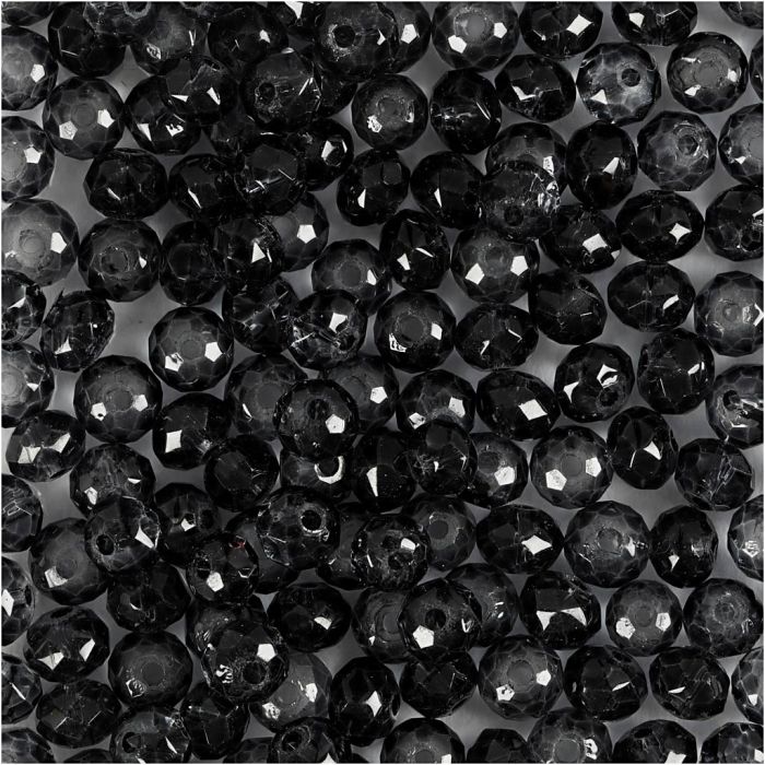 Fasettihiotut Lasihelmet, halk. 4 mm, aukon koko 1 mm, harmaa, 45 kpl/ 1 pkt