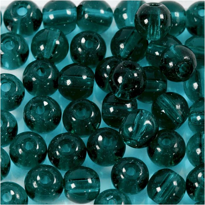 Lasihelmet, halk. 4 mm, aukon koko 1 mm, vihreä, 45 kpl/ 1 pkt