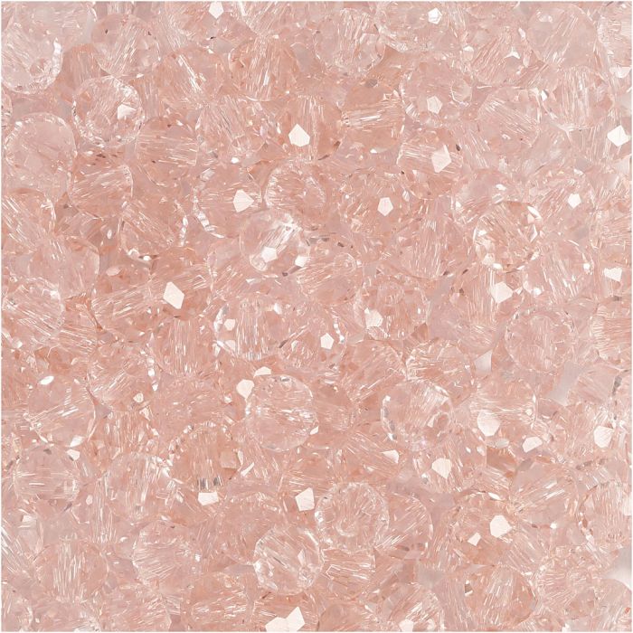 Fasettihiotut Lasihelmet, koko 3x4 mm, aukon koko 0,8 mm, rosa, 100 kpl/ 1 pkt