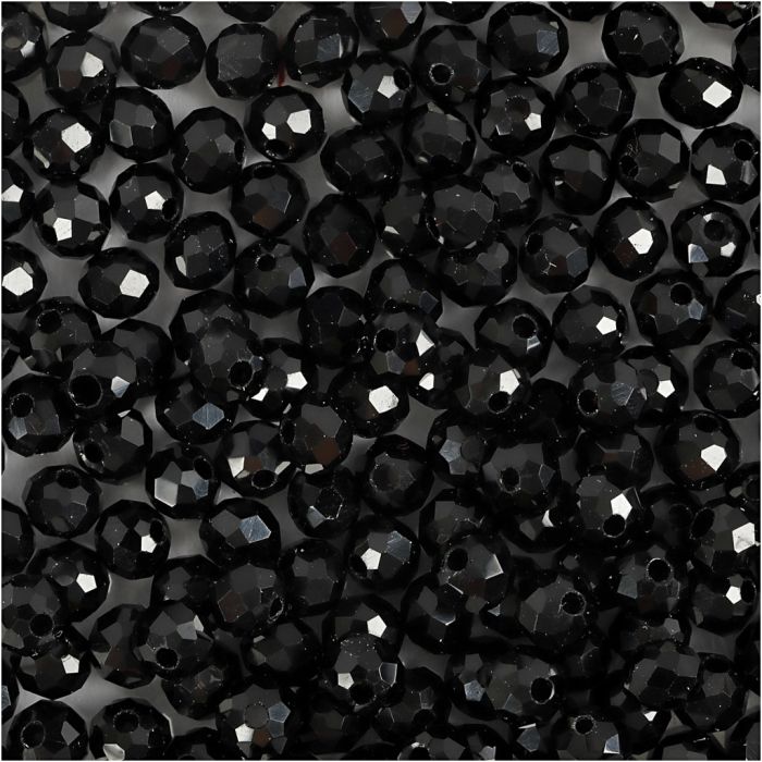 Fasettihiotut Lasihelmet, koko 3x4 mm, aukon koko 0,8 mm, metallinen musta, 100 kpl/ 1 pkt