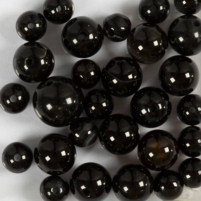 Akaattikivihelmet, halk. 6+8+10 mm, aukon koko 0,9-1 mm, musta, 28 kpl/ 1 pkt