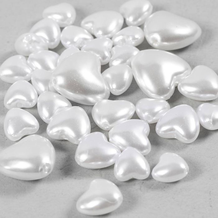 Vahahelmet, Sydämet, halk. 7-13 mm, aukon koko 1,3-1,5 mm, helmiäinen, 32 kpl/ 1 pkt