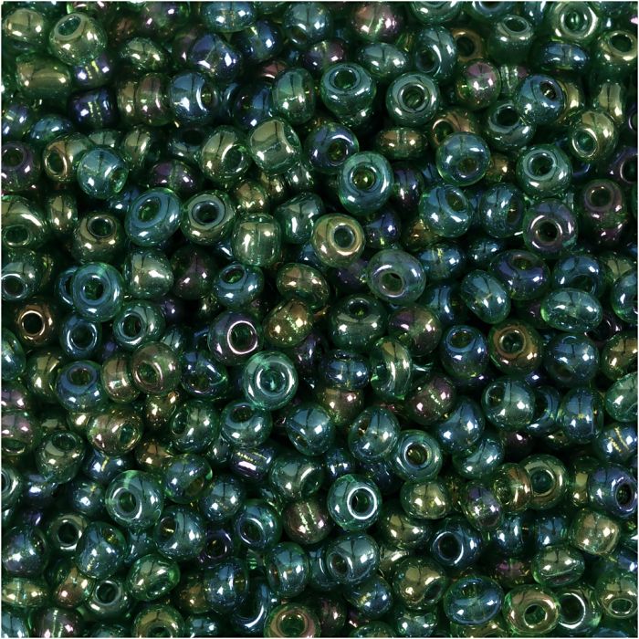 Rocaille-siemenhelmet, halk. 3 mm, koko 8/0, aukon koko 0,6-1,0 mm, vihreä öljy, 25 g/ 1 pkt
