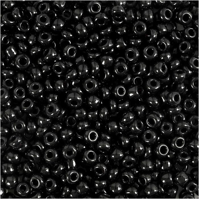 Rocaille-siemenhelmet, halk. 3 mm, koko 8/0, aukon koko 0,6-1,0 mm, musta, 25 g/ 1 pkt