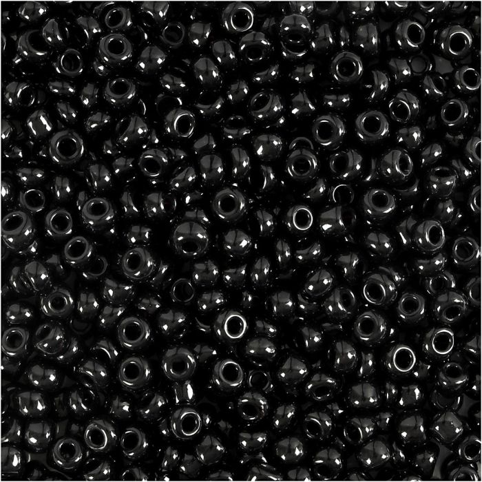 Rocaille-siemenhelmet, halk. 3 mm, koko 8/0, aukon koko 0,6-1,0 mm, musta, 500 g/ 1 pkt