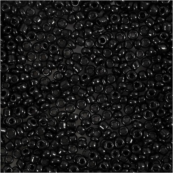 Rocaille-siemenhelmet, halk. 2 mm, koko 12/0, aukon koko 0,8 mm, musta, 25 g/ 1 pkt