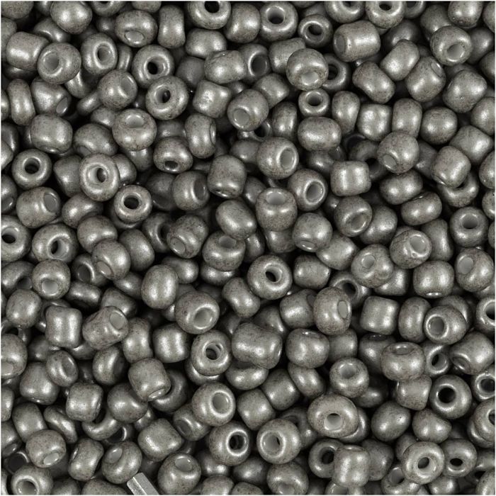 Rocaille-siemenhelmet, halk. 3 mm, koko 8/0, aukon koko 0,6-1,0 mm, harmaa, 25 g/ 1 pkt