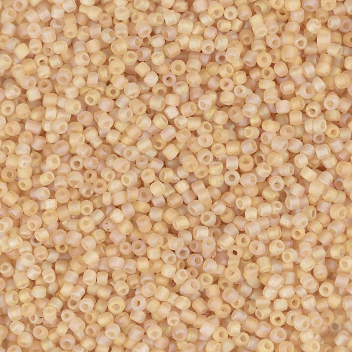 Rocaille-siemenhelmet, nro 15/0, halk. 1.7 mm, aukon koko 0,5-0,8 mm, matt frozen, beige, 25 g/ 1 pkt
