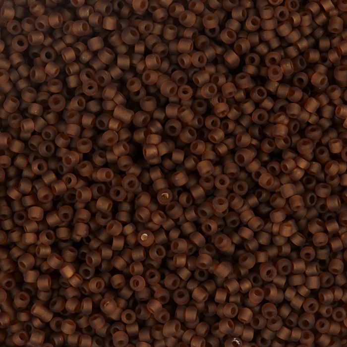 Rocaille-siemenhelmet, nro 15/0, halk. 1.7 mm, aukon koko 0,5-0,8 mm, matt frozen, ruskea, 25 g/ 1 pkt