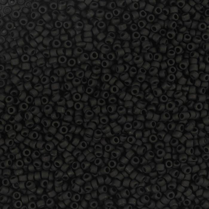 Rocaille-siemenhelmet, nro 15/0, halk. 1.7 mm, aukon koko 0,5-0,8 mm, matt frozen, musta, 25 g/ 1 pkt