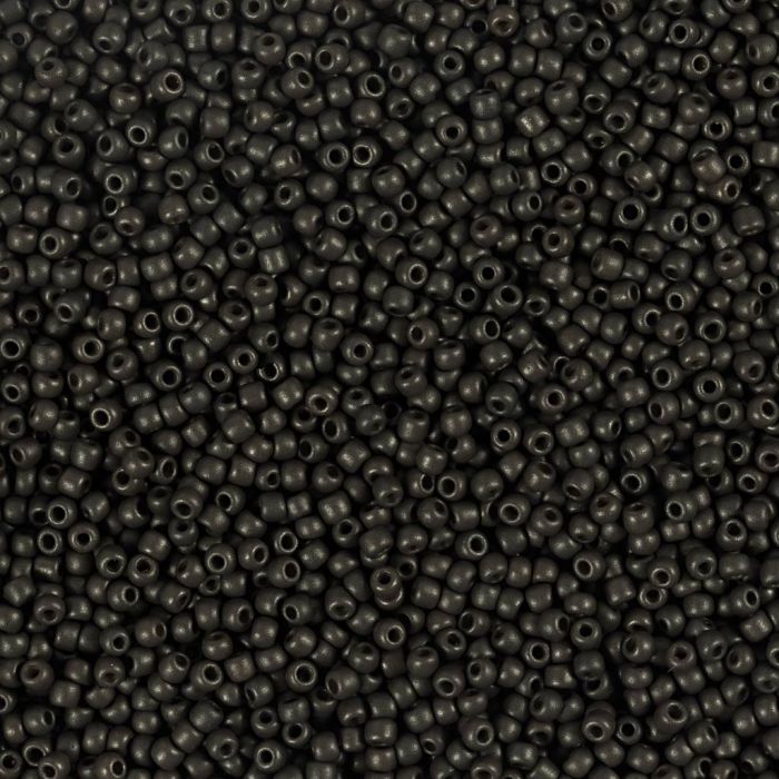 Rocaille-siemenhelmet, nro 15/0, halk. 1.7 mm, aukon koko 0,5-0,8 mm, matt frozen, musta, 25 g/ 1 pkt