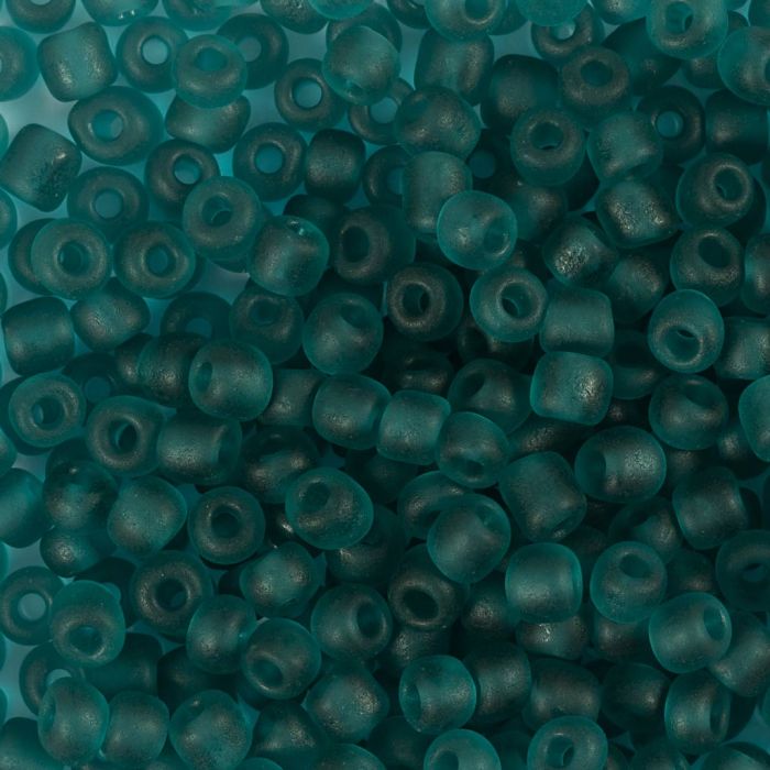 Rocaille-siemenhelmet, nro 6/0, halk. 4 mm, aukon koko 0,9-1,2 mm, matt frozen, turkoosi, 25 g/ 1 pkt