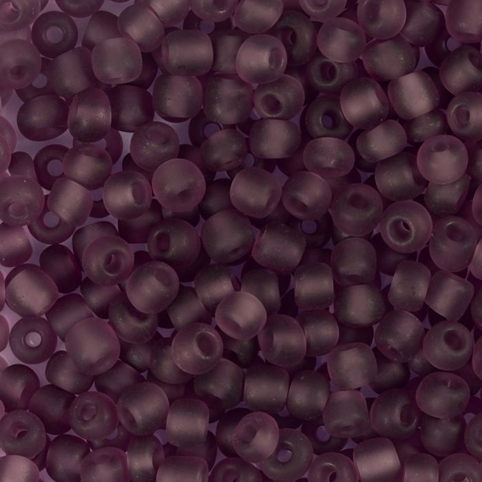 Rocaille-siemenhelmet, nro 6/0, halk. 4 mm, aukon koko 0,9-1,2 mm, matt frozen, vaaleanvioletti, 25 g/ 1 pkt