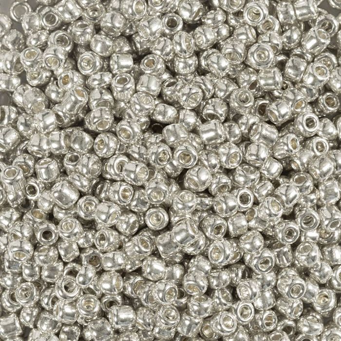 Rocaille-siemenhelmet, nro 8/0, halk. 3 mm, aukon koko 0,6-1,0 mm, hopea, 25 g/ 1 pkt