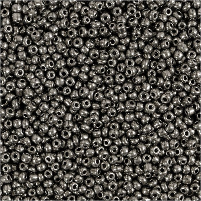 Rocaille-siemenhelmet, halk. 1,7 mm, koko 15/0, aukon koko 0,5-0,8 mm, metallinharmaa, 25 g/ 1 pkt