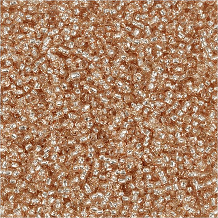 Rocaille-siemenhelmet, halk. 1,7 mm, koko 15/0, aukon koko 0,5-0,8 mm, persikka, 25 g/ 1 pkt