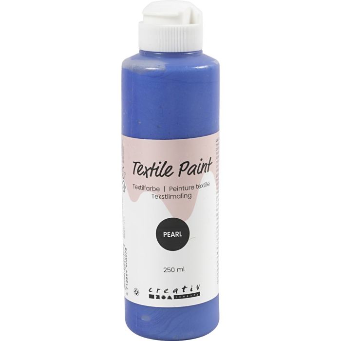 Tekstiilimaali, helmiäinen, peittävä, sininen, 250 ml/ 1 pll