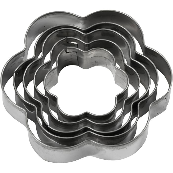 Metallimuotit, kukka, koko 8 cm, 5 kpl/ 1 pkt