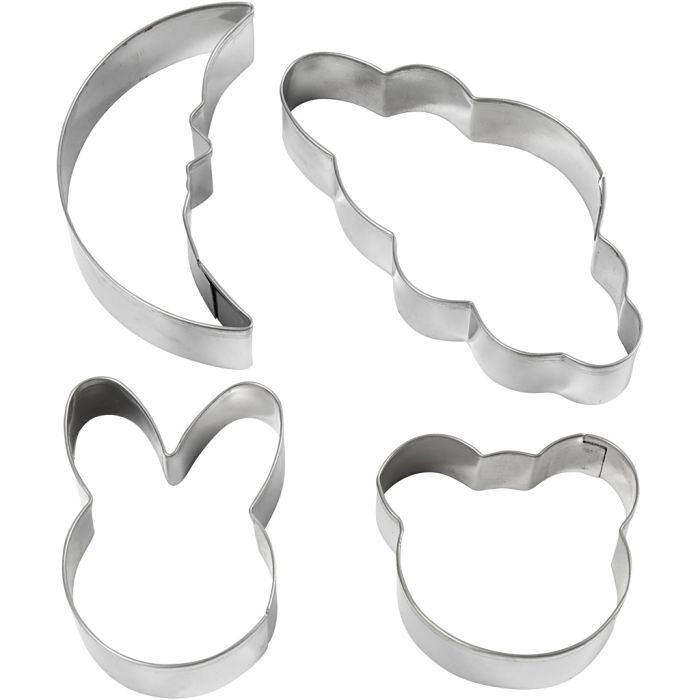 Metallimuotit, pilvi, jänis, karhu, leppäkerttu, Kork. 10 cm, 4 kpl/ 1 pkt