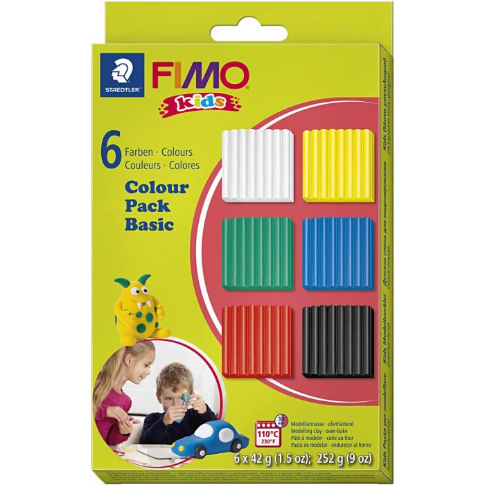 FIMO® Kids Clay , perusvärilajitelma, 6x42 g/ 1 pkt