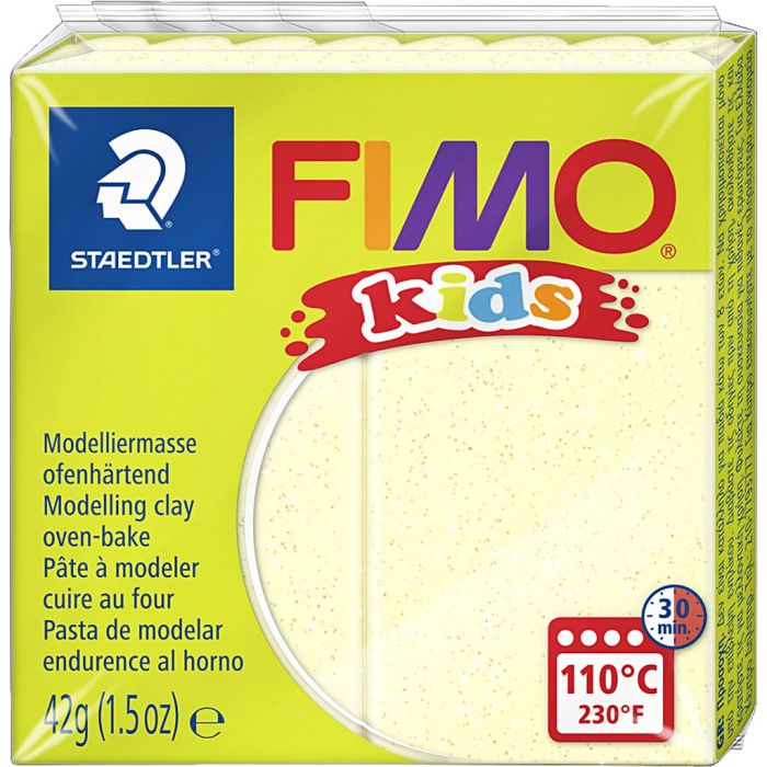 FIMO® Kids Clay , kimalle, helmenkeltainen, 42 g/ 1 pkt