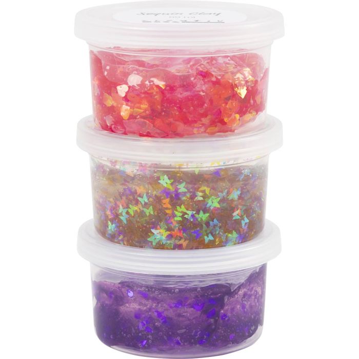 Sequin Clay, lila/pinkki sävyt, 3x60 g/ 1 pkt
