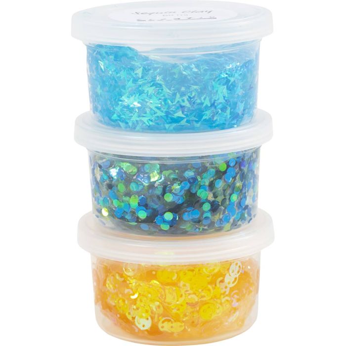 Sequin Clay, vihreä/sinisävyt, 3x60 g/ 1 pkt