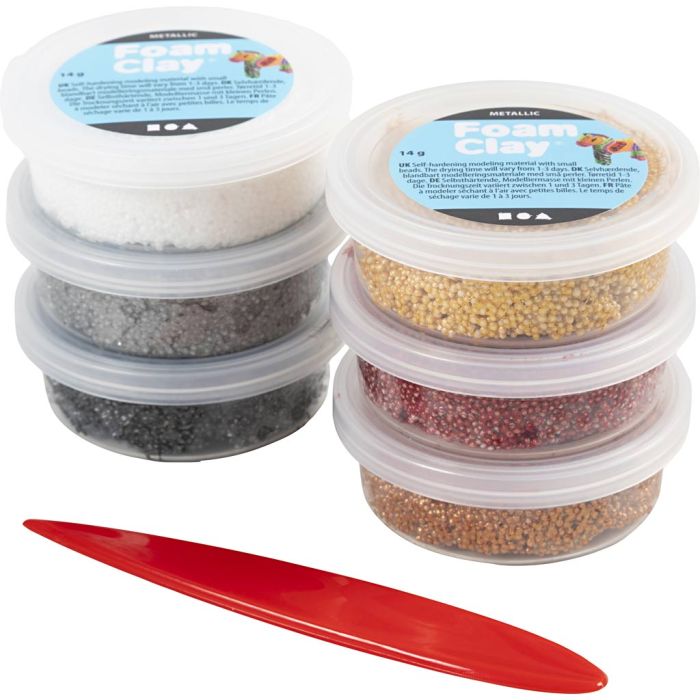 Foam Clay® Helmimassa, metallinen, ruskeat sävyt, 84 g, 6x14 g/ 1 pkt