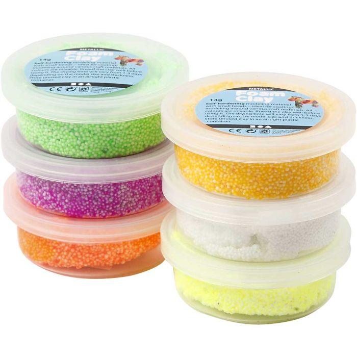 Foam Clay® Helmimassa, kevätvärit, 6x14 g/ 1 pkt