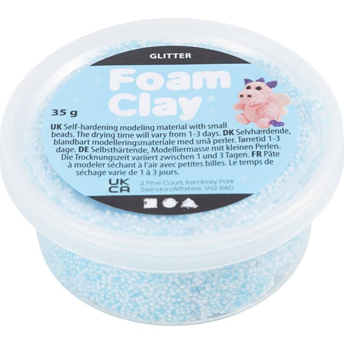 Foam Clay® Helmimassa, kimalle, vaaleansininen, 35 g/ 1 tb