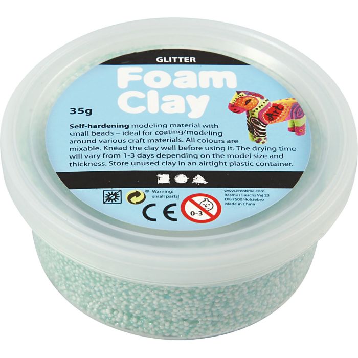 Foam Clay® Helmimassa, kimalle, vaaleanvihreä, 35 g/ 1 tb