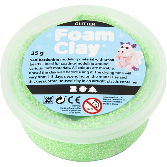 Foam Clay® Helmimassa, kimalle, vihreä, 35 g/ 1 tb