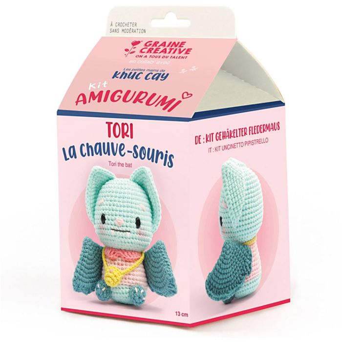 Amigurumi-virkkaussetti, Tori the Bat, koko 13 cm, 1 pkk/ 1 pkt
