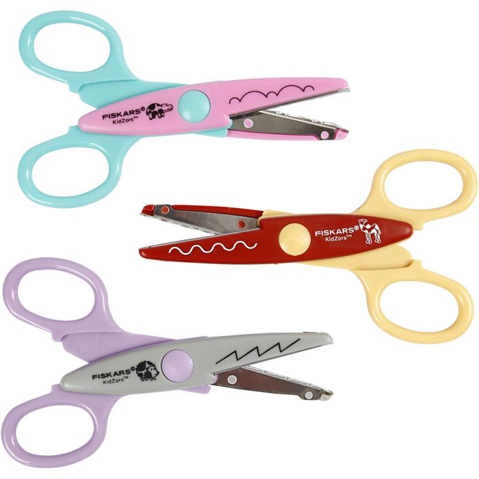 Fiskars Kidzors Kuviosakset - lajitelma, virtahepo, kameli, siili, 3 kpl/ 1 pkt