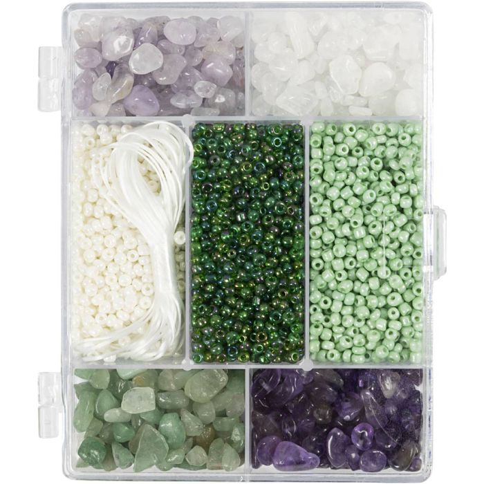 Askartelupaketti Korut, Kristallit, koko 2,6-10 mm, aukon koko 0,8-1,2 mm, ca. 2460 kpl, värilajitelma, 1 pkk/ 1 pkt